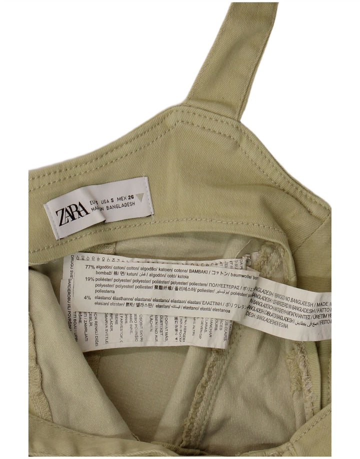 Top a corsetto da donna Zara UK 8 piccolo in cotone kaki