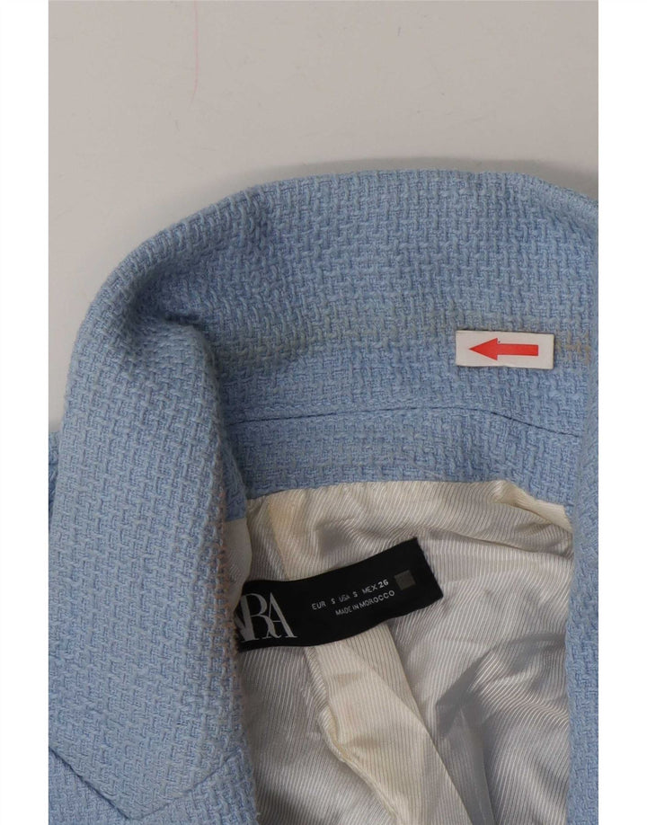 Giacca blazer aperta da donna Zara UK 10 piccola in cotone blu