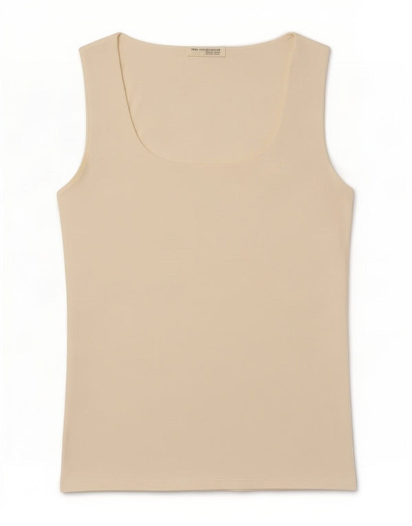 Canotta da donna Zara UK 14 grande in poliammide bianco sporco