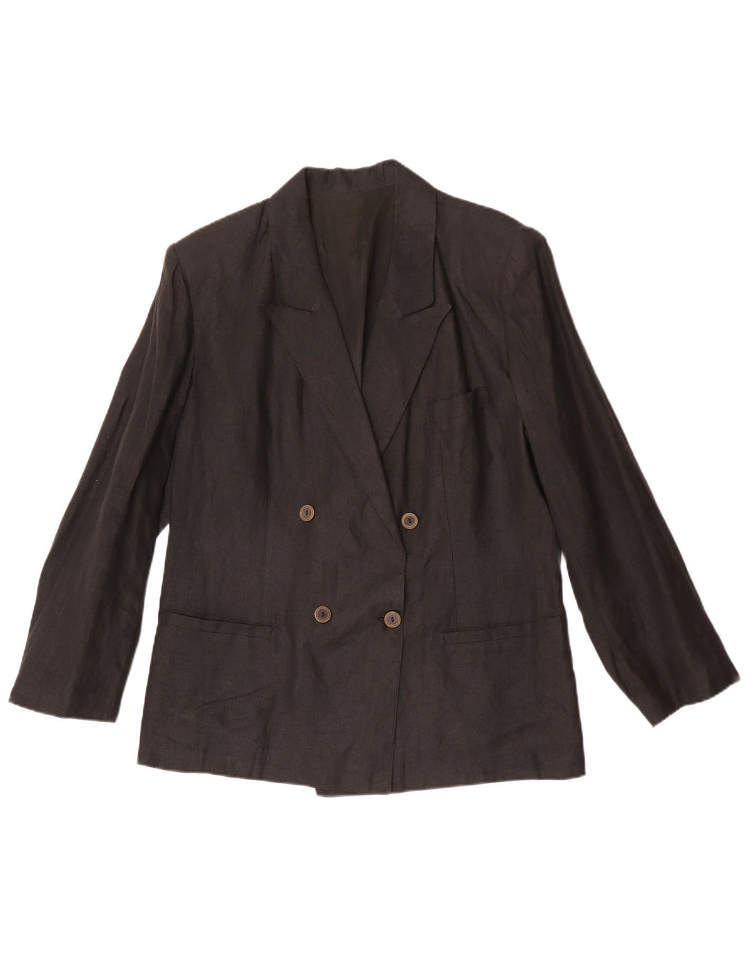Giacca blazer doppiopetto vintage da donna IT 48 XL Lino grigio