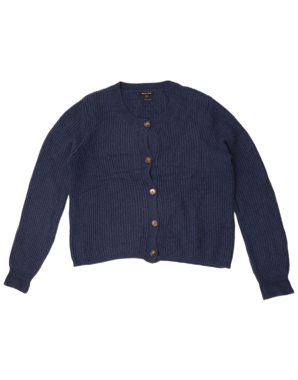 Massimo Dutti Maglione cardigan oversize corto da donna UK 10 piccolo blu navy