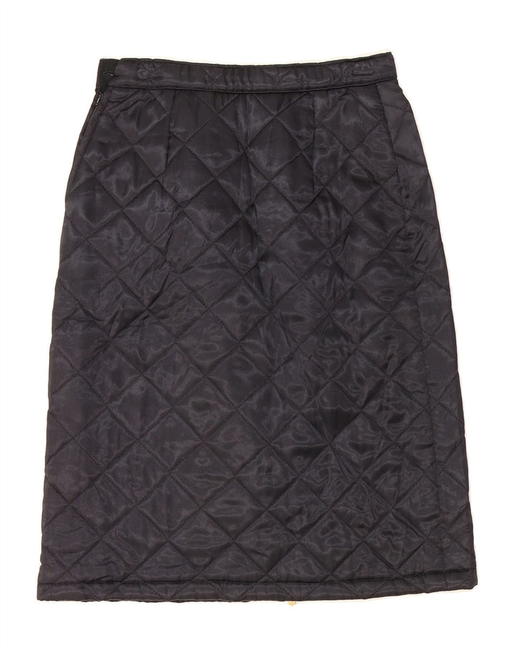 VINTAGE Womens Quilted Midi Skirt W26 Small Black Vintage Vintage and Second-Hand Vintage from Messina Hembry 