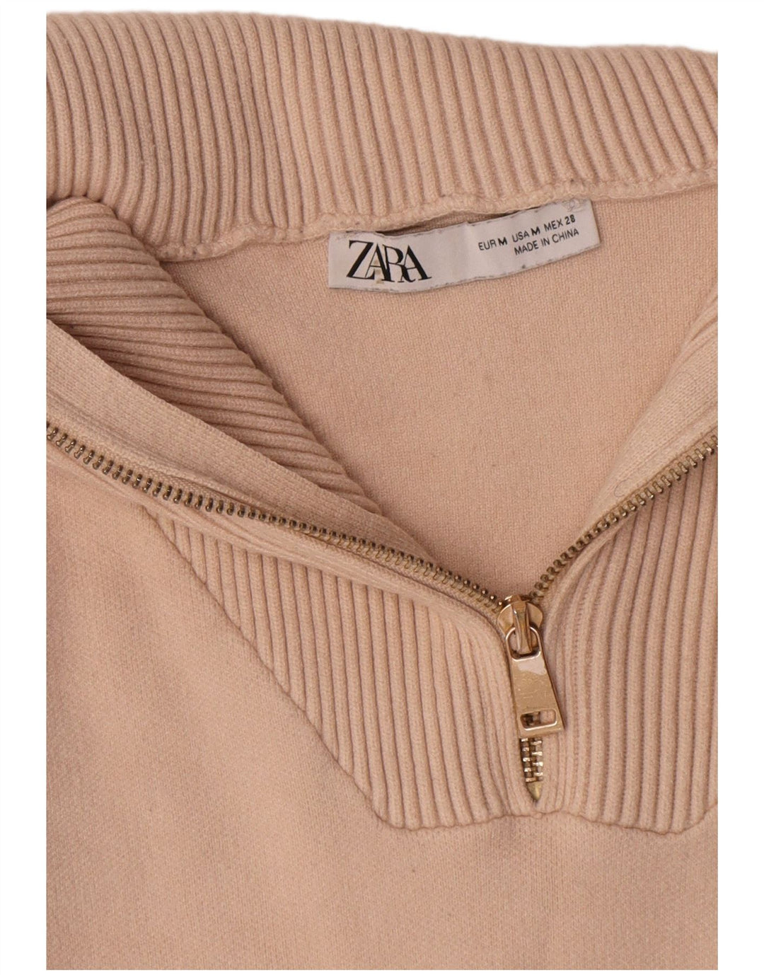 Maglione Zara da donna oversize con collo e zip UK 14 Viscosa beige medio