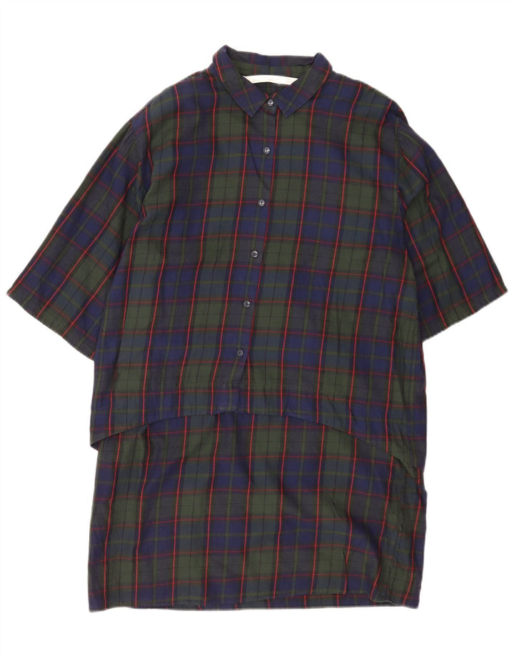 Abito camicia pullover da donna Zara con maniche a 3/4 UK 16 Grandi quadri blu navy