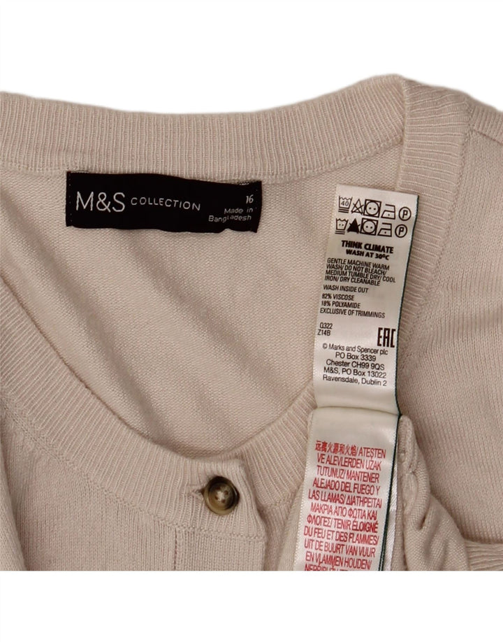 Maglione cardigan da donna Marks & Spencer UK 16 Large Beige Viscosa
