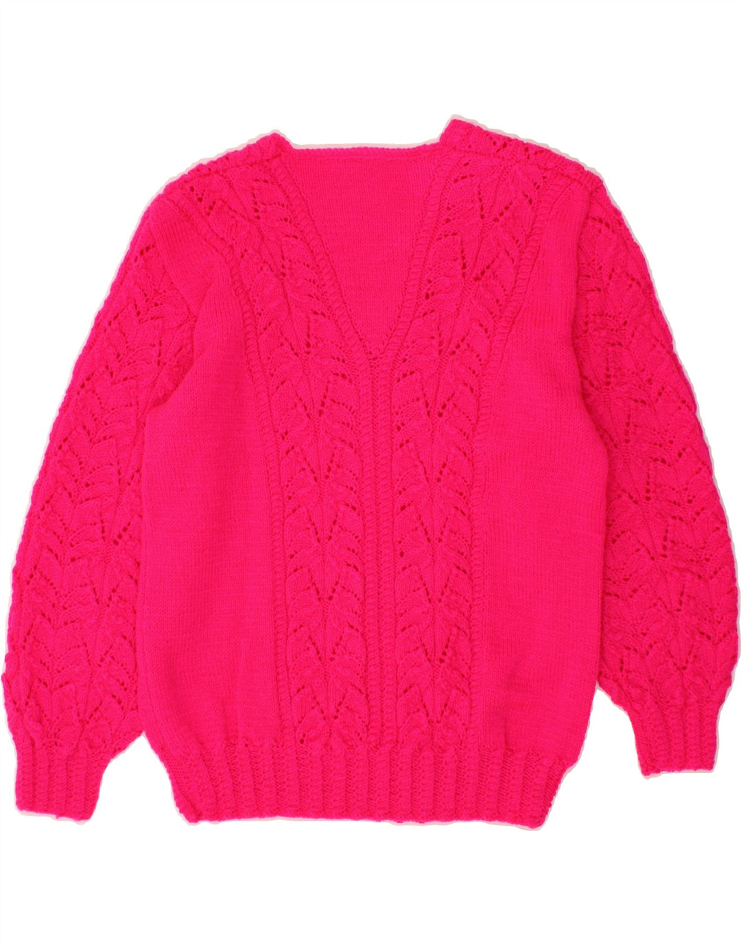 VINTAGE Womens V-Neck Jumper Sweater UK 12 Medium Pink Vintage Vintage and Second-Hand Vintage from Messina Hembry 