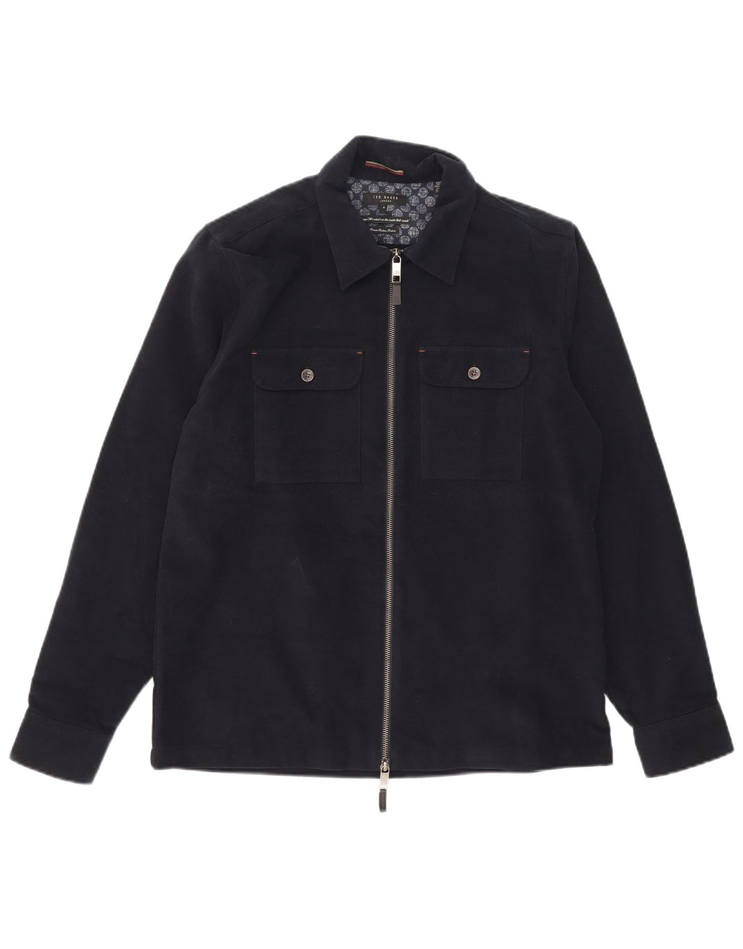 Giubbotto bomber da uomo Ted Baker taglia 4 grande in cotone blu navy