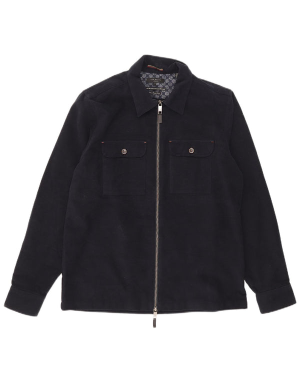 Giubbotto bomber da uomo Ted Baker taglia 4 grande in cotone blu navy