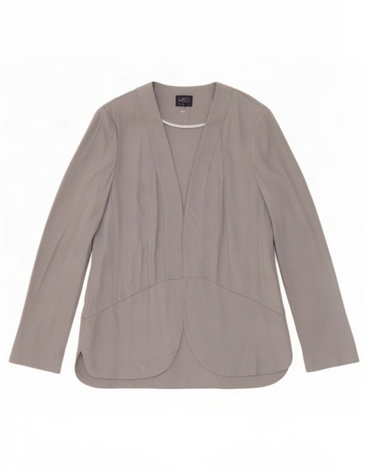 Giacca Open Blazer da donna Marks & Spencer UK 10 Small Lyocell grigio
