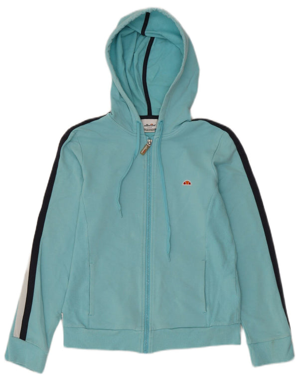 ELLESSE Maglione con cappuccio e zip da donna UK 10 Piccolo cotone blu