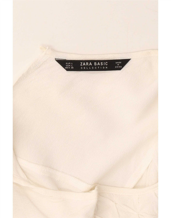 Zara camicetta da donna UK 46 grande bianca in viscosa