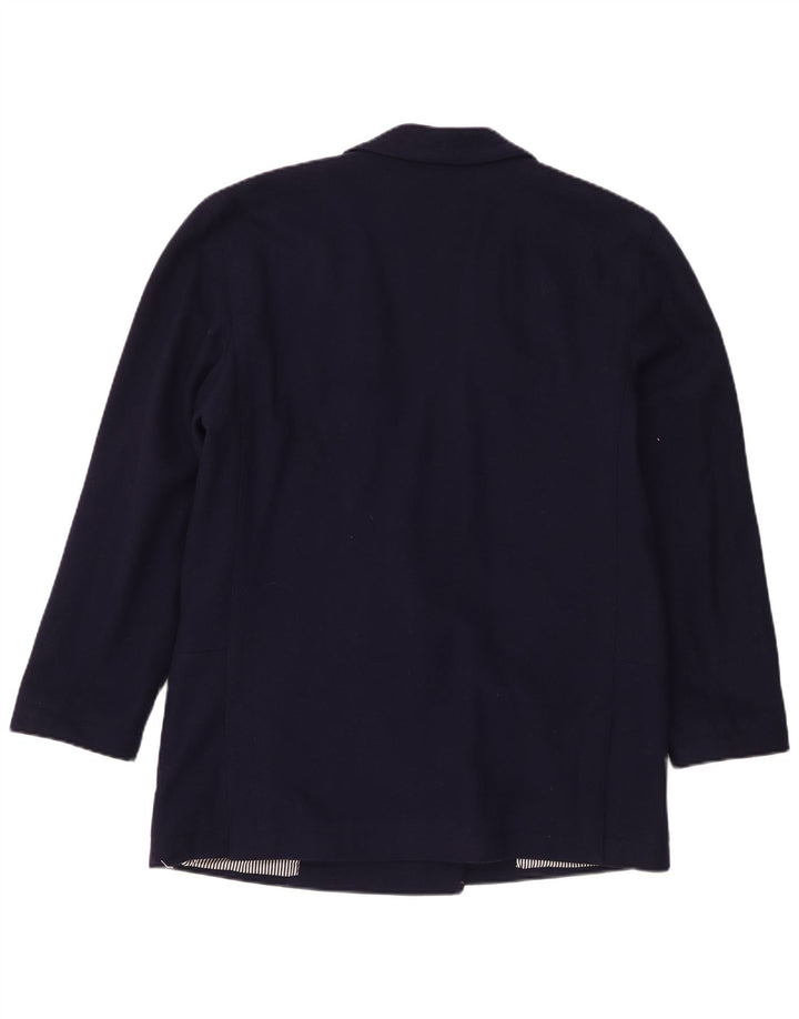 Giacca blazer doppiopetto vintage da donna IT 46 grande blu navy