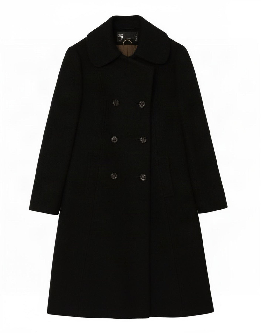 Cappotto doppiopetto vintage da donna UK 18 XL in lana nera