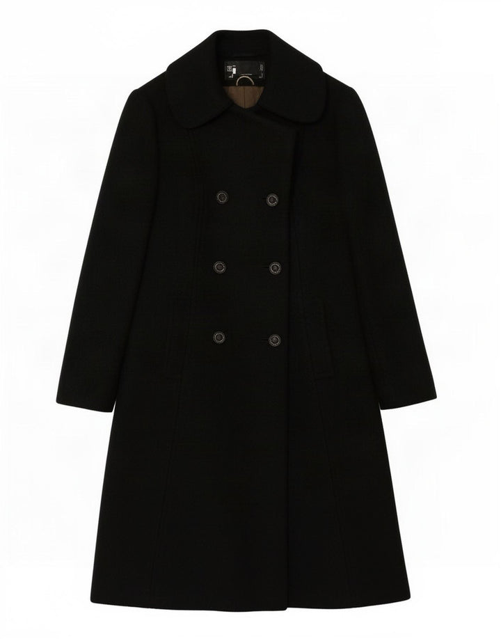 Cappotto doppiopetto vintage da donna UK 18 XL in lana nera