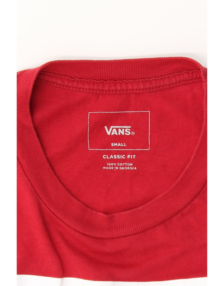 VANS Top grafico da uomo con vestibilità classica, manica lunga, piccolo, cotone rosso