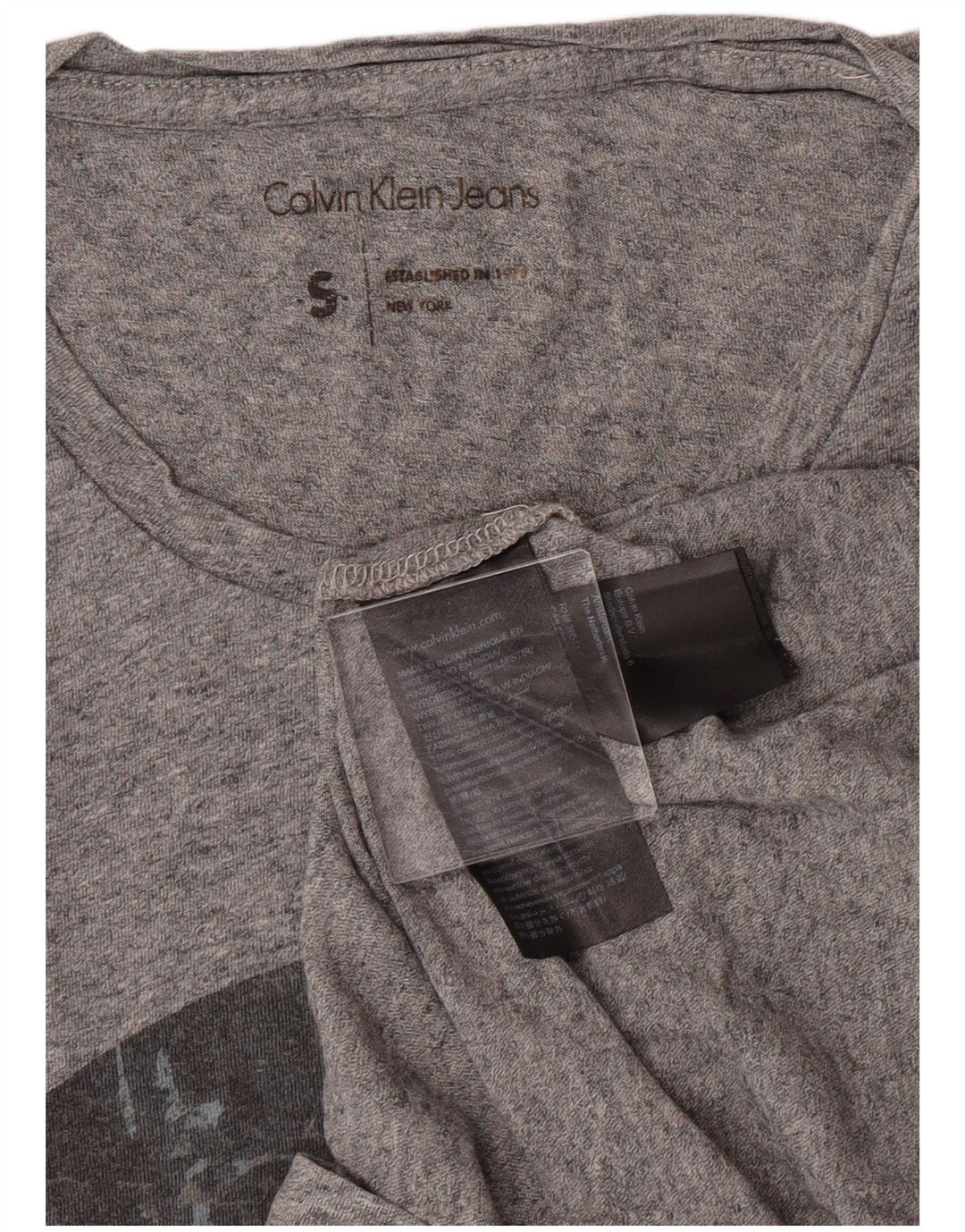 Maglietta grafica da uomo Calvin Klein Jeans Top piccola in cotone grigio