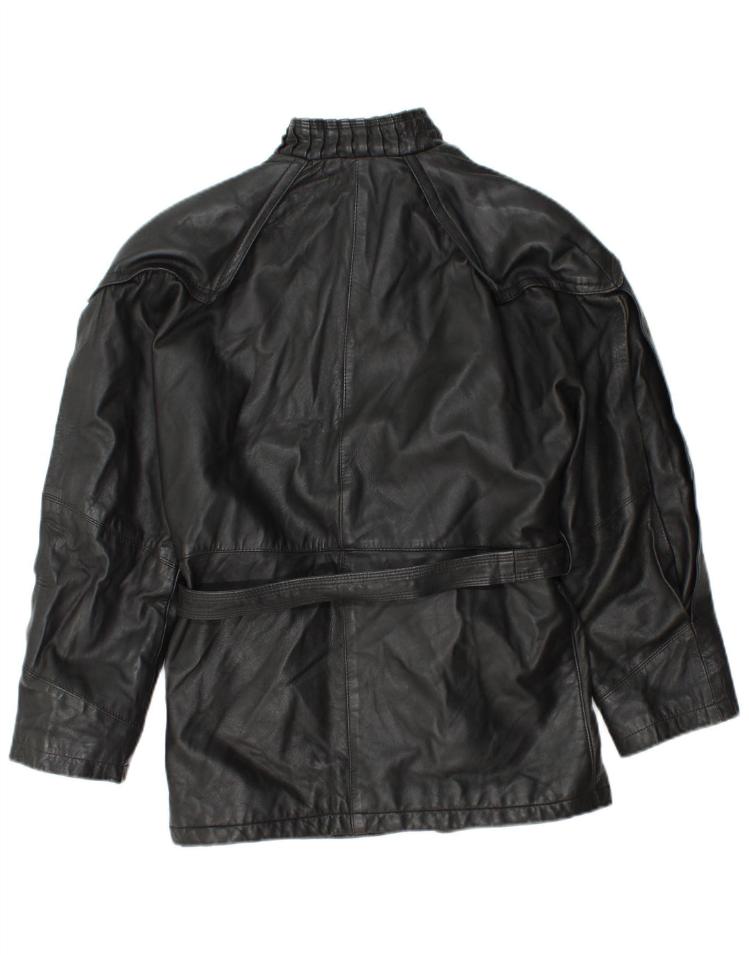 Giacca in pelle vintage da donna UK 12 media nera