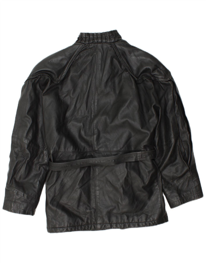 Giacca in pelle vintage da donna UK 12 media nera