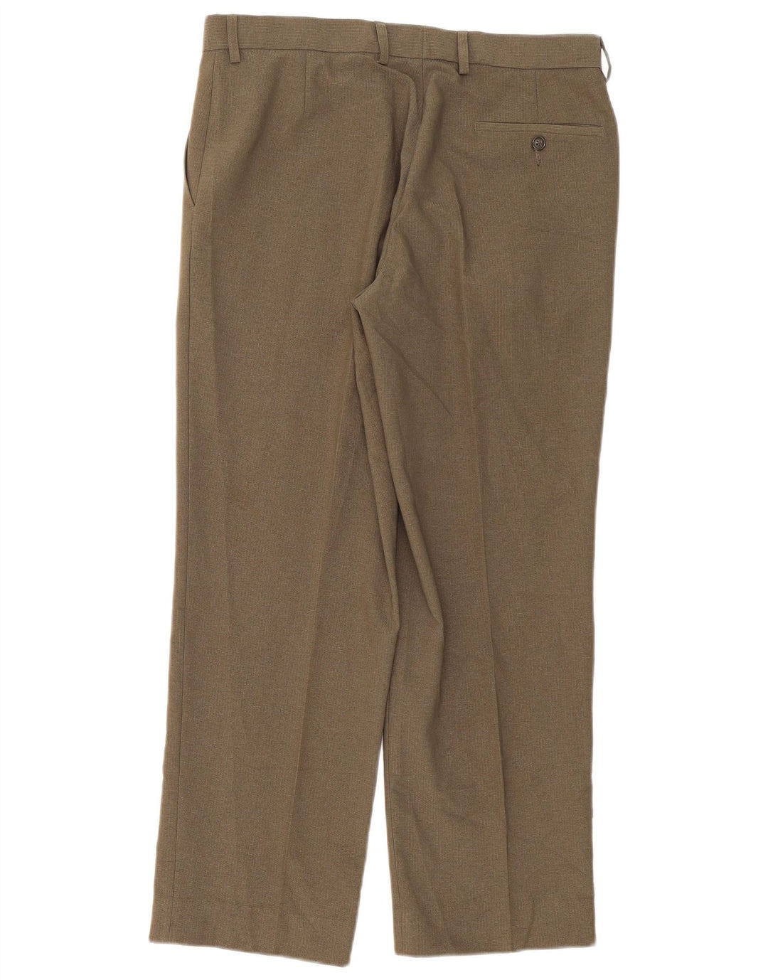 Pantaloni da abito dritti da uomo Marks & Spencer W34 L31 poliestere kaki