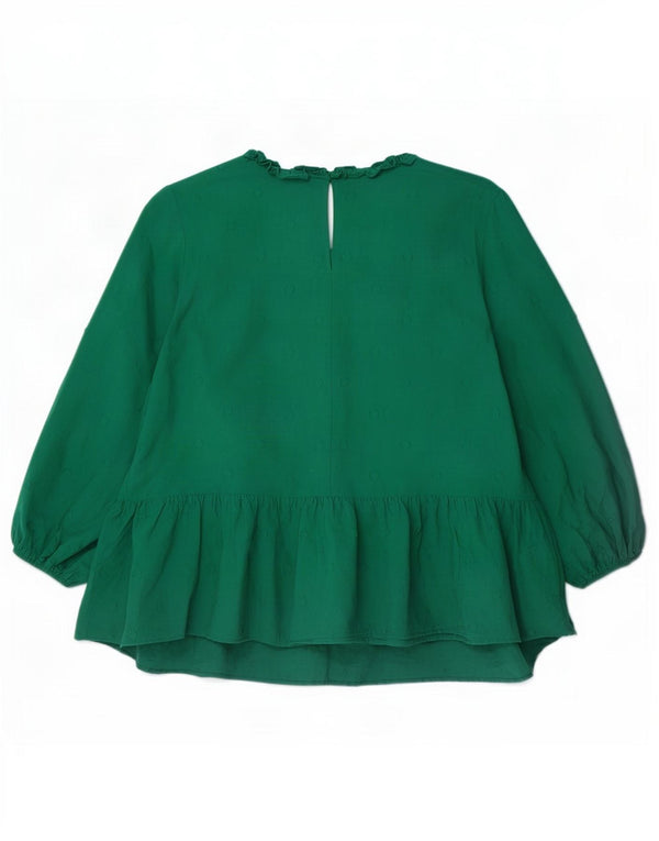 Camicetta a maniche lunghe da donna Zara UK 18 XL cotone maculato verde