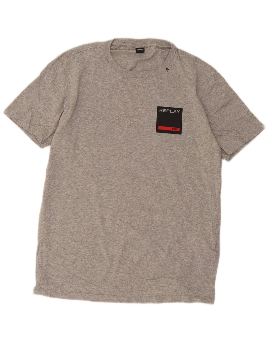T-shirt da uomo Replay Top grande in cotone chiazzato grigio