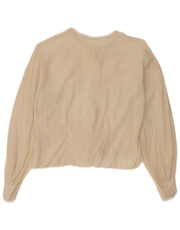 Camicetta corta da donna vintage UK 12 Beige medio