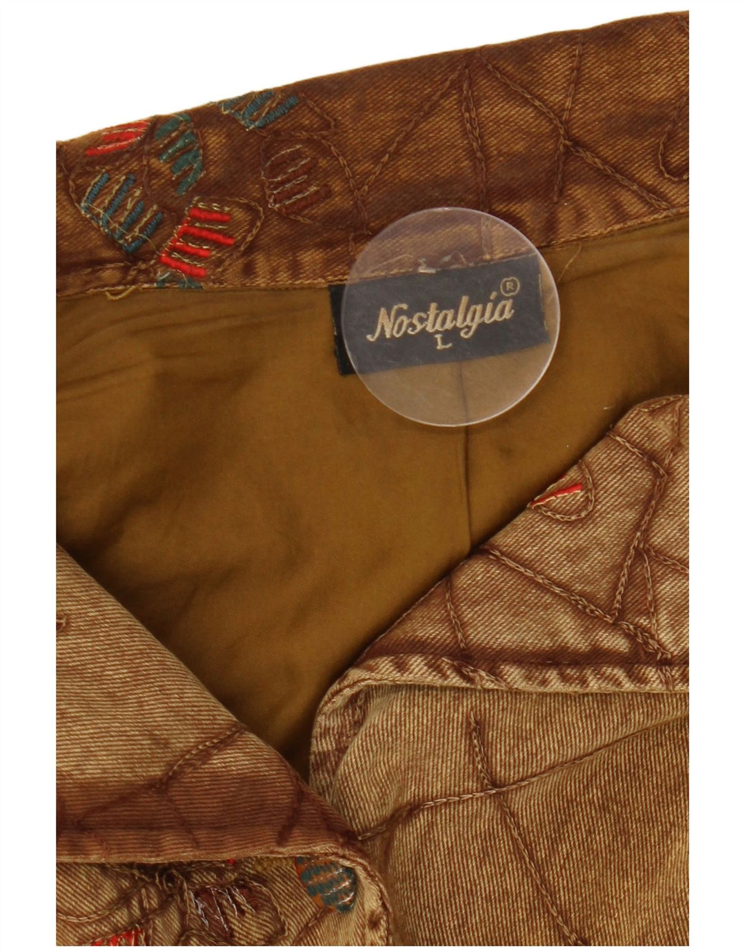Giubbotto bomber da donna vintage UK 16 grande cotone floreale marrone