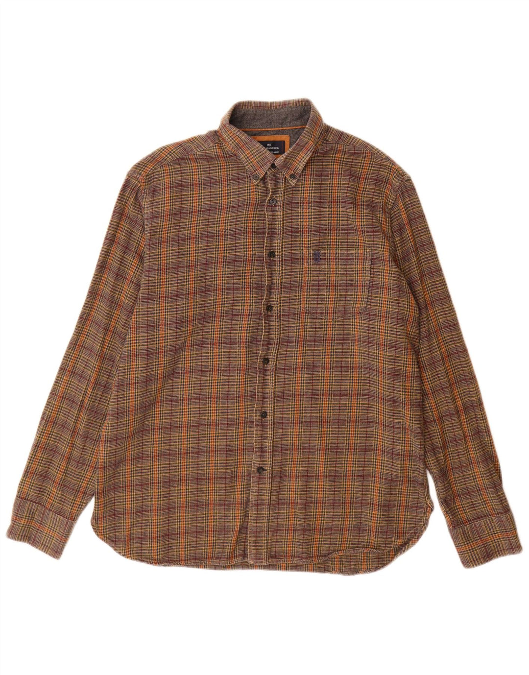 Marks & Spencer Camicia da uomo in flanella blu Harbour grande pied de poule marrone