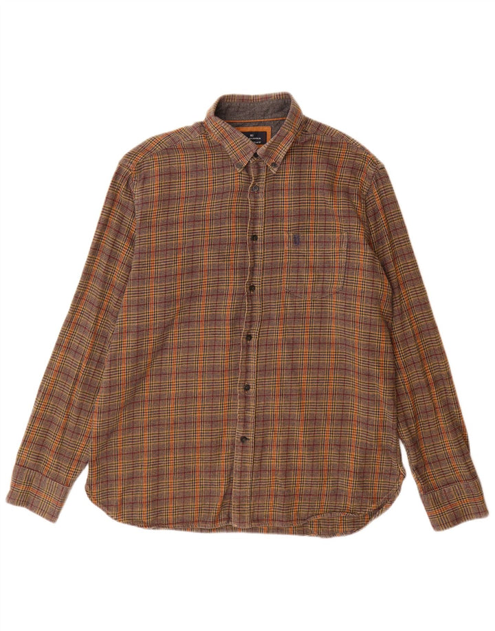 Marks & Spencer Camicia da uomo in flanella blu Harbour grande pied de poule marrone