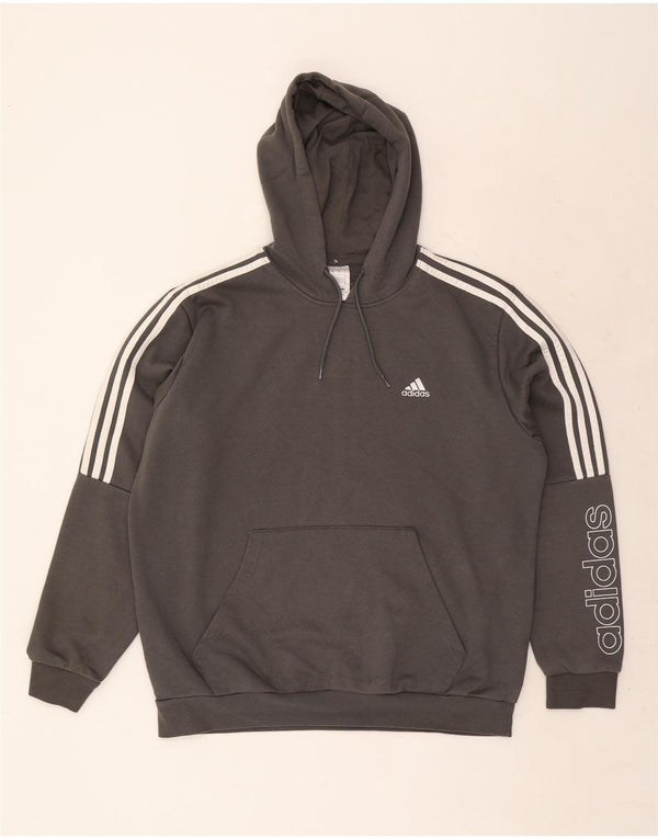 Felpa con cappuccio grafica da uomo Adidas Large in cotone grigio