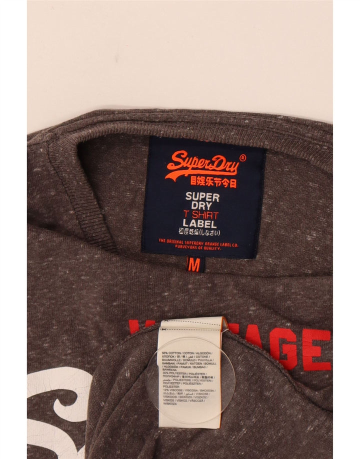 T-shirt grafica da uomo Superdry Top in cotone chiazzato grigio medio