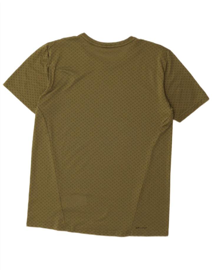 T-shirt Nike da uomo Dri Fit, top in poliestere geometrico kaki medio