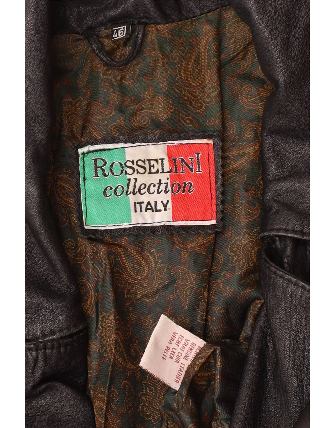 Giacca in pelle da donna vintage IT 46 grande in pelle nera