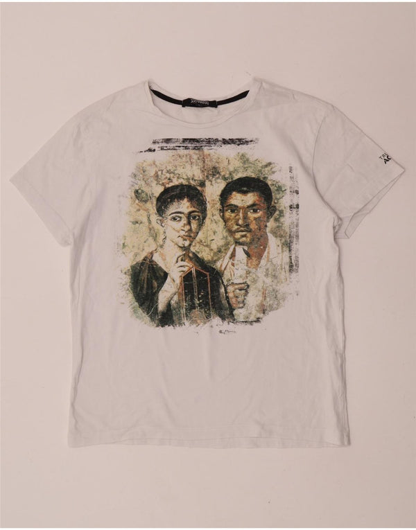 T-shirt grafica da donna Trussardi Top UK 16 Large in cotone bianco