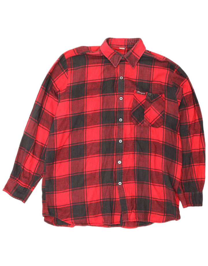 Camicia da uomo in flanella Ranger, cotone a quadri rossi grandi