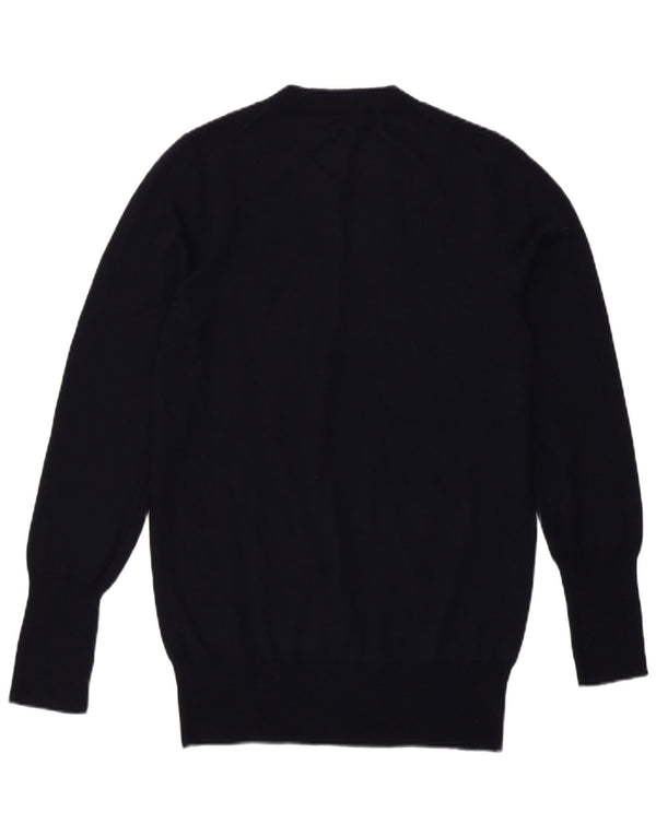 J. Crew Maglione da donna con scollo a V UK 10 Small Lana merino blu navy