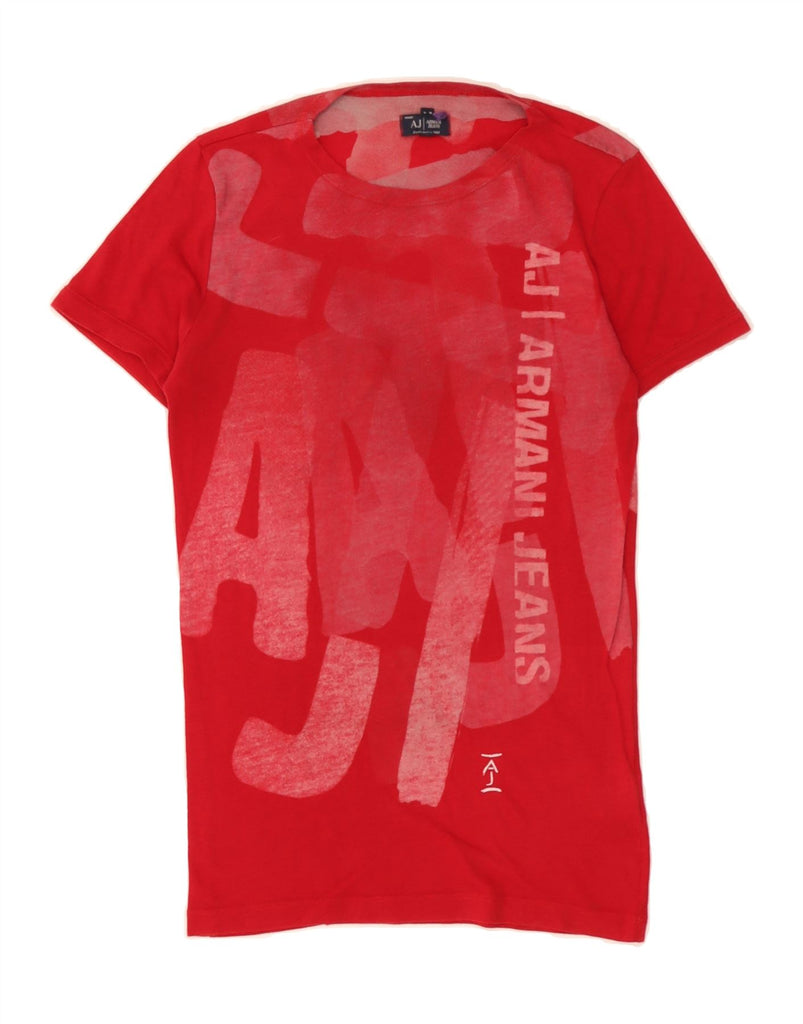 ARMANI Womens Graphic T-Shirt Dress UK 10 Small Red Cotton Vintage Armani and Second-Hand Armani from Messina Hembry 