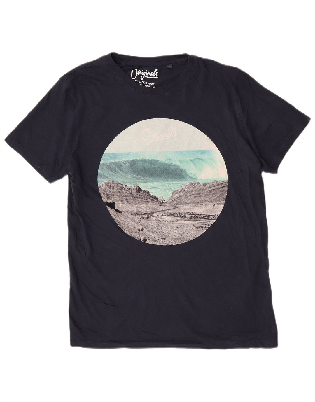T-shirt grafica regolare da uomo Jack & Jones Top medio blu navy natura