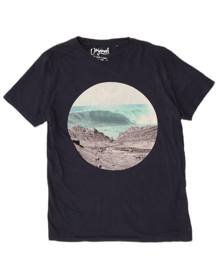 T-shirt grafica regolare da uomo Jack & Jones Top medio blu navy natura