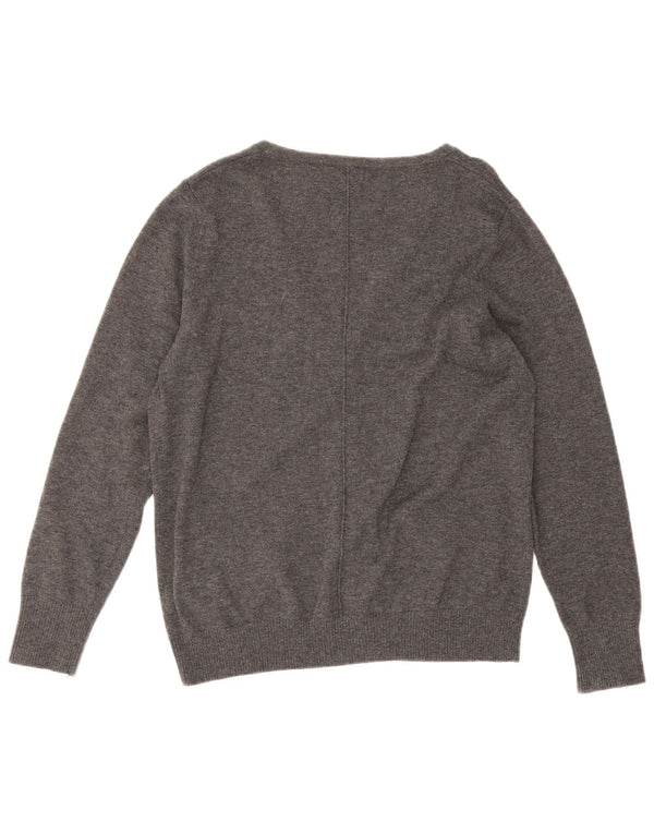 Maglione cardigan da donna Fat Face UK 16 grande lana grigia