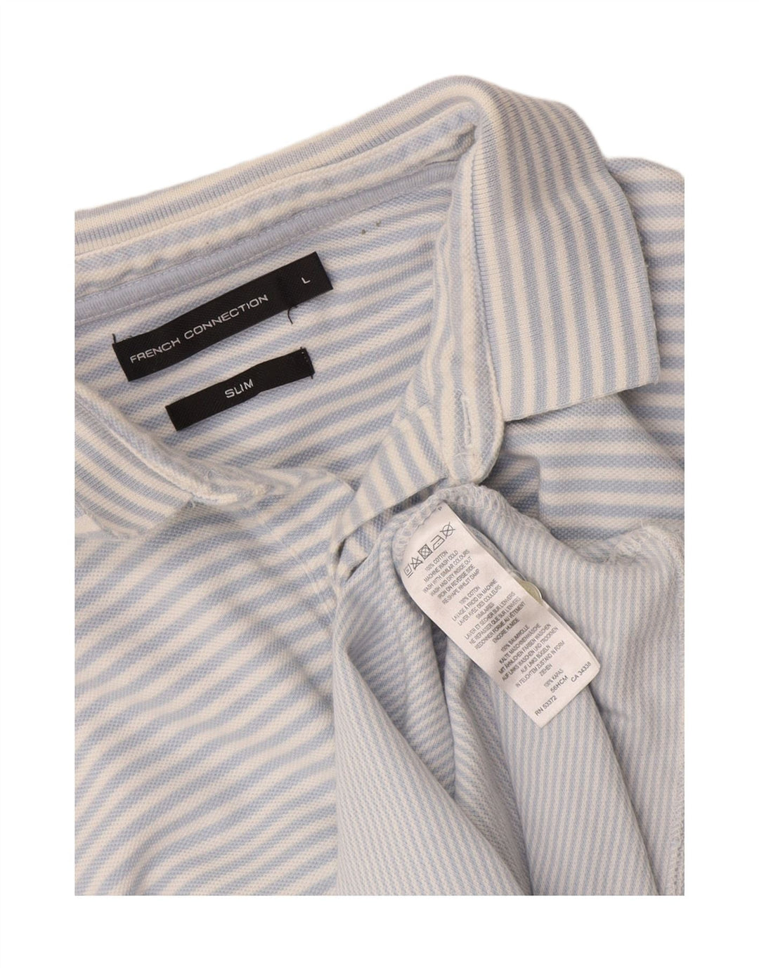 Polo slim da uomo French Connection, cotone a righe grandi blu