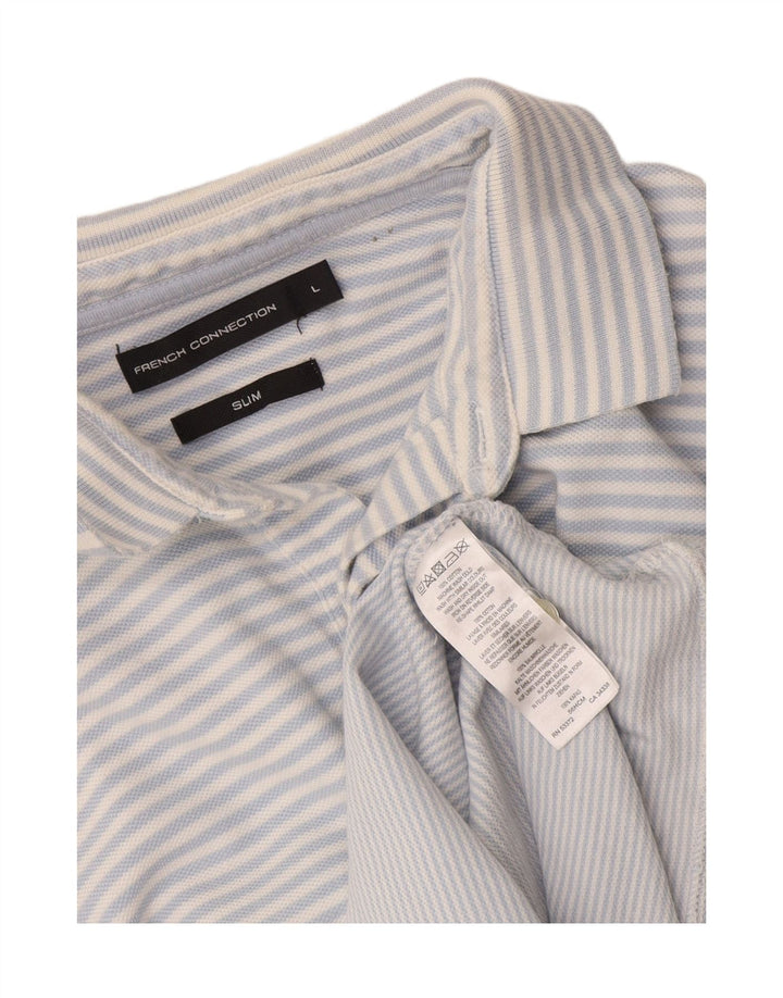 Polo slim da uomo French Connection, cotone a righe grandi blu