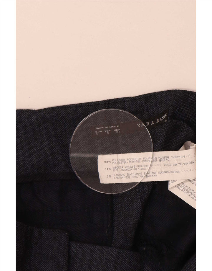 Pantaloni chino dritti da donna Zara piccoli W26 L28 poliestere blu navy