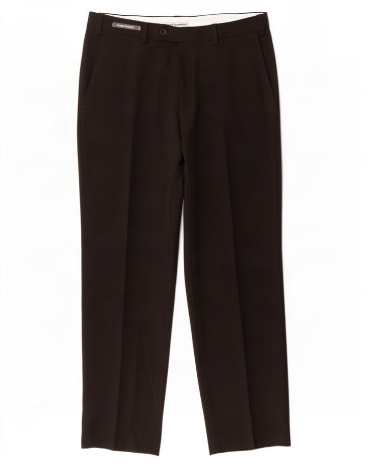 Pantaloni da abito dritti da uomo Marks & Spencer W32 L31 poliestere nero
