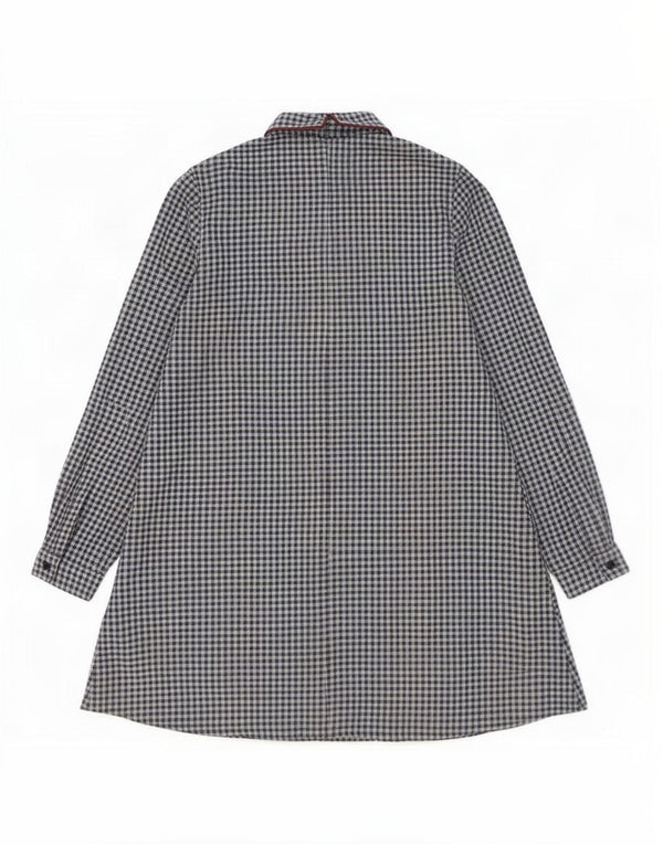 Abito a trapezio a maniche lunghe da donna Zara UK 10 piccolo a quadretti blu navy