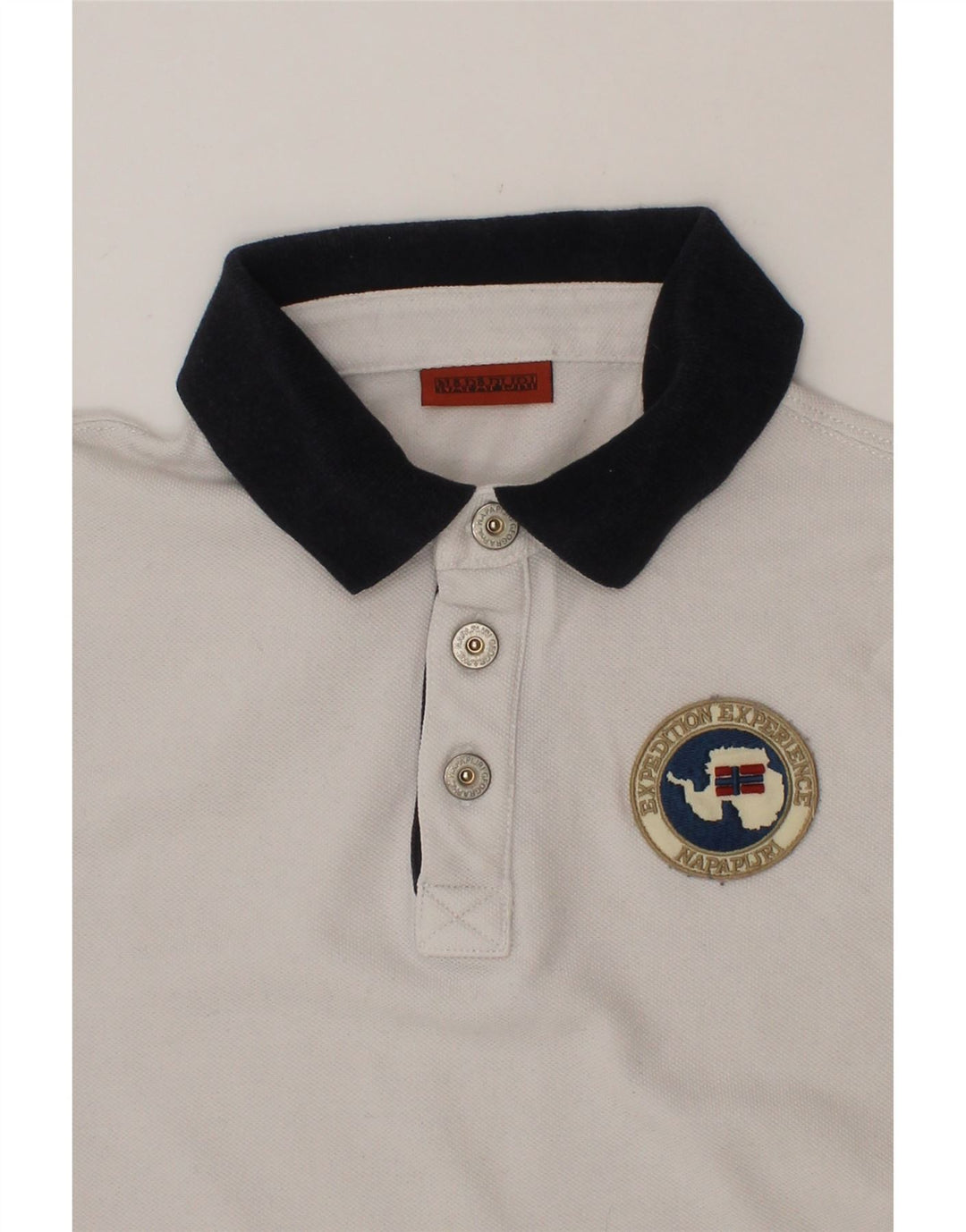 NAPAPIJRI Boys Graphic Polo Shirt 9-10 Years White Vintage Napapijri and Second-Hand Napapijri from Messina Hembry 