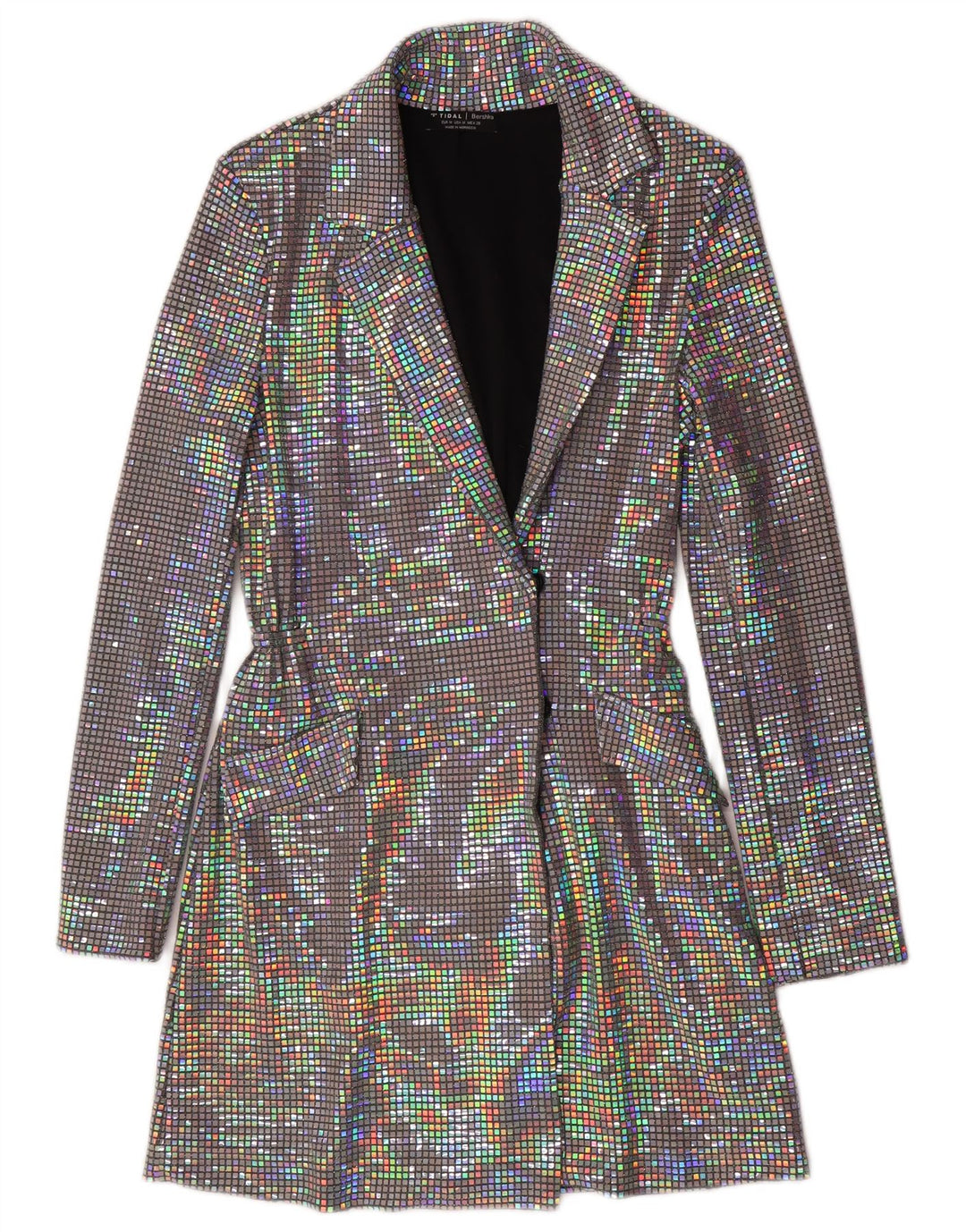 Giacca blazer lunga da donna Bershka UK 12 media multicolore in poliammide