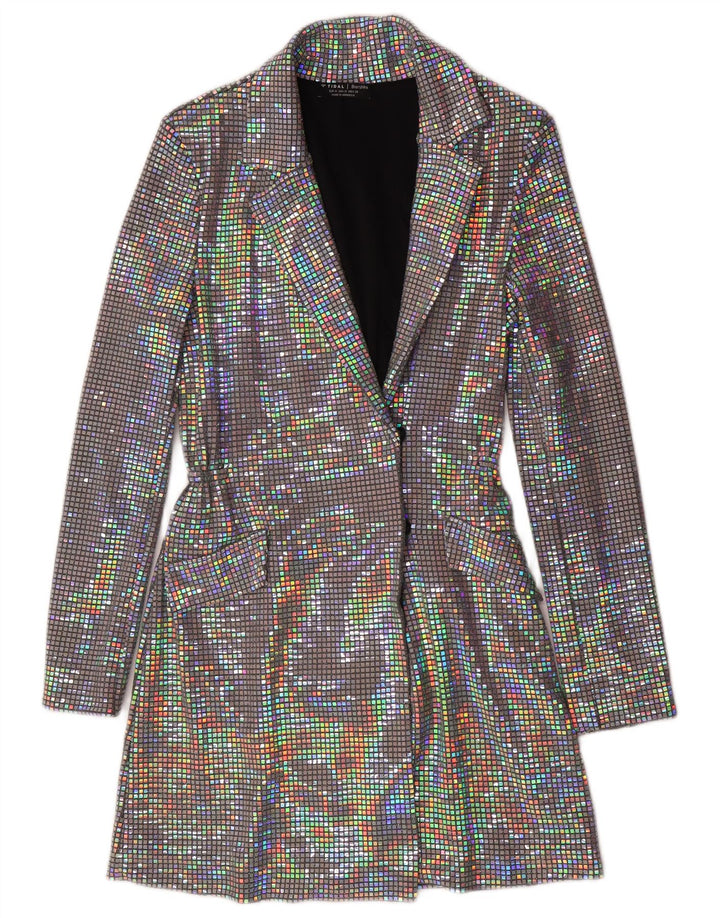 Giacca blazer lunga da donna Bershka UK 12 media multicolore in poliammide