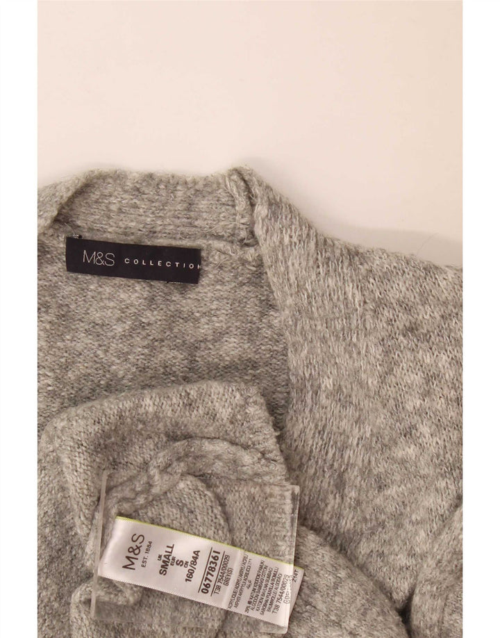 Maglione cardigan oversize da donna Marks & Spencer UK 10 piccolo grigio chiazzato
