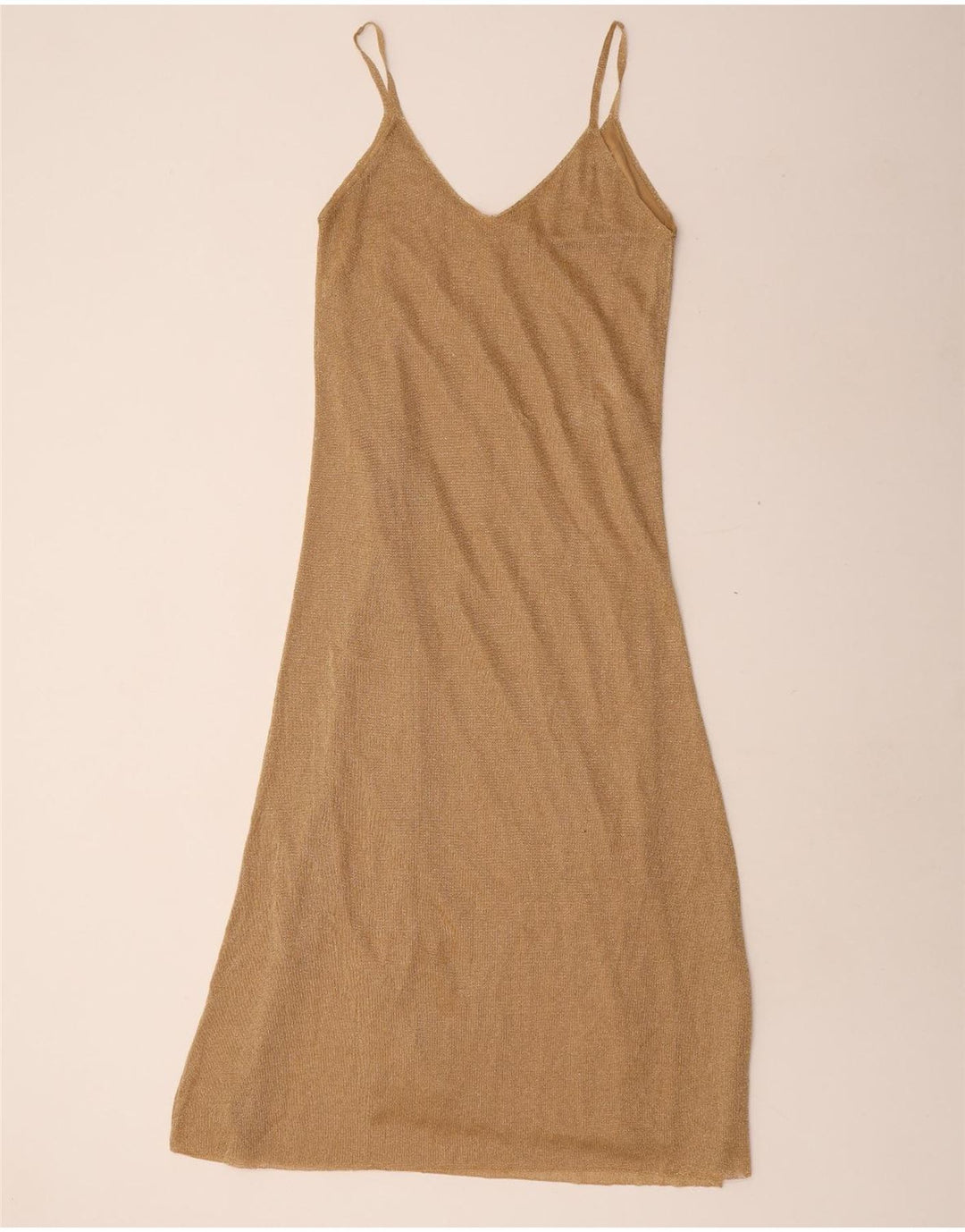 Abito sottoveste da donna Zara UK 12 poliestere oro medio